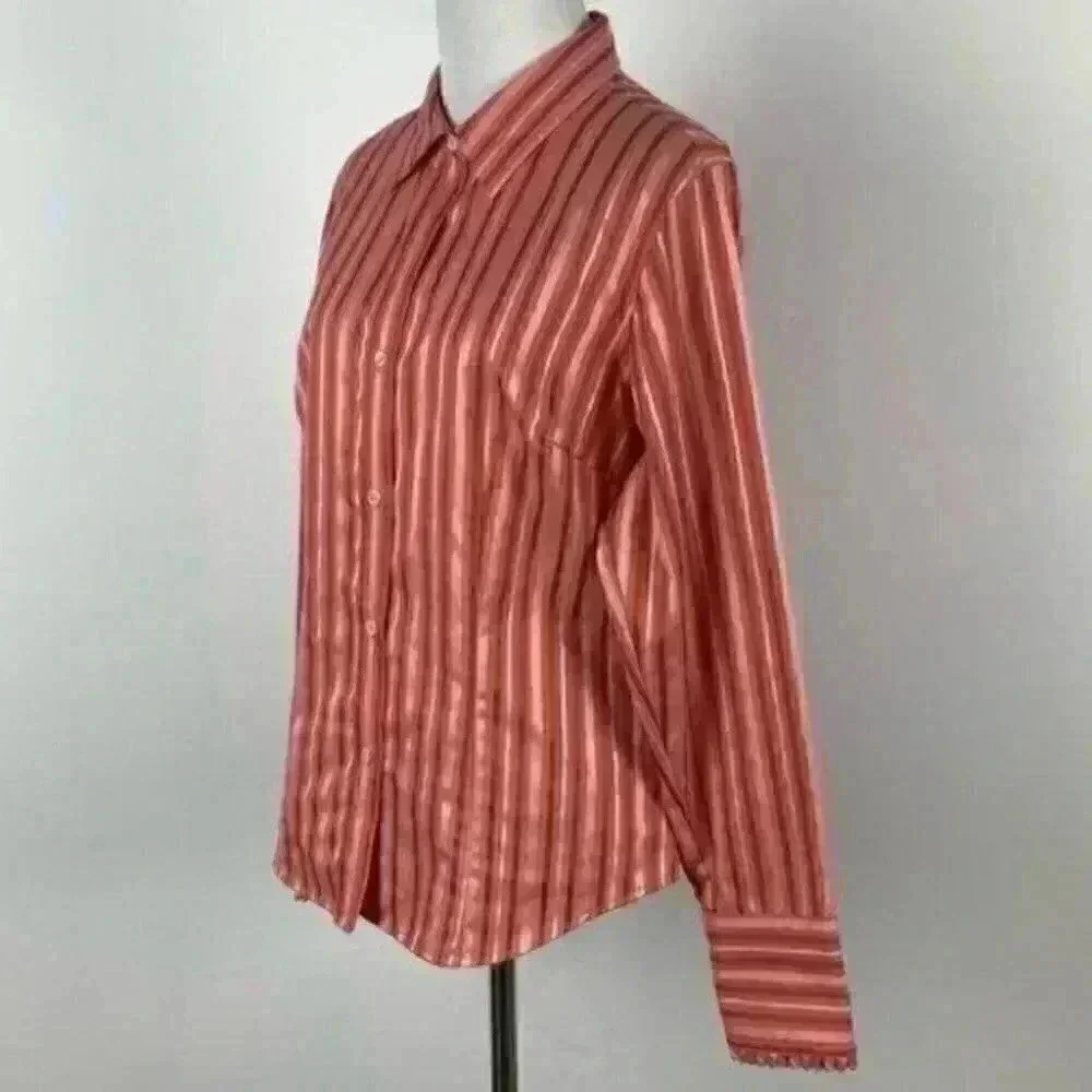 Liz Claiborne top size 10 button-down pinstripes